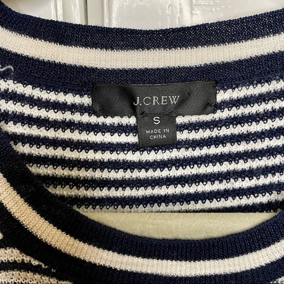 J. Crew Shoulder Button Merino Wool Sweater in Navy and Cream Stripe Size Small - Picture 6 of 11